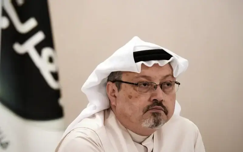 A general manager of Alarab TV, Jamal Khashoggi, looks on during a press conference in the Bahraini capital Manama, on December 15, 2014. (MOHAMMED AL-SHAIKH/AFP via Getty Images)