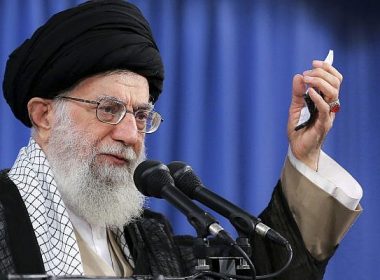 Supreme Leader Ayatollah Ali Khamenei speaks at a meeting in Tehran, Iran, August 13, 2018. (Office of the Iranian Supreme Leader via AP)