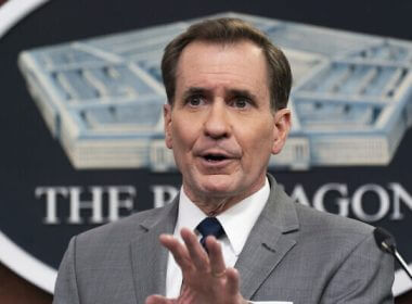 Pentagon spokesman John Kirby speaks during a briefing at the Pentagon in Washington, Monday, January 24, 2022. (AP/Manuel Balce Ceneta)