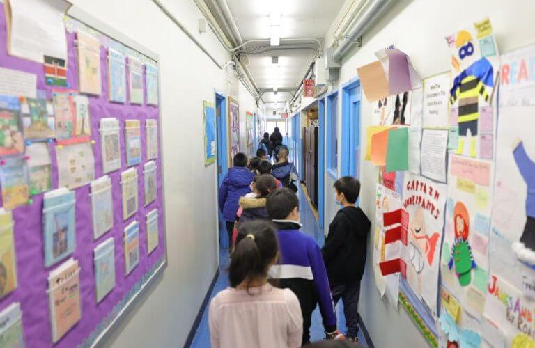 Students at a New York City public school, March 2022. (Getty Images)