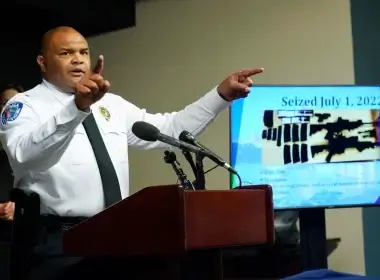 Richmond Police Chief Gerald M Smith gestures during a press conference at Richmond Virginia Police headquarters, Wednesday July 6, 2022, in Richmond, Va.