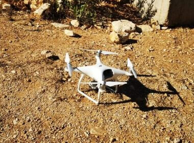 A drone likely belonging to Lebanon's Hezbollah terror group is seen after being downed by troops on the border with Lebanon, on July 18, 2022. (Israel Defense Forces)
