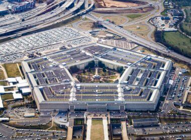 The Pentagon is seen from the air in Washington, U.S., March 3, 2022, more than a week after Russia invaded Ukraine. REUTERS/Joshua Roberts