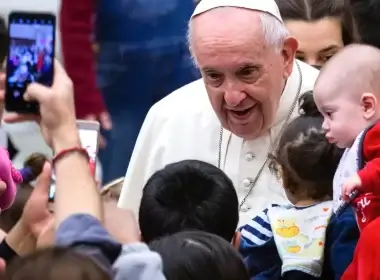 Pope Francis greets and blesses the children assisted by the Vatican's Santa Marta Pediatric Dispensary at the Paul VI Hall. (Stefano Costantino/SOPA Images/LightRocket via Getty Images)