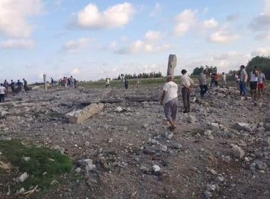 Damage is seen to a structure following an airstrike attributed to Israel in al-Hamidiyah, Syria, July 2, 2022. (Social media)