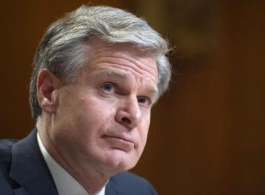 Director of the Federal Bureau of Investigation Christopher Wray testifies during a Senate Appropriations Subcommittee hearing on the fiscal year 2023 budget for the FBI in Washington, May 25, 2022. (Bonnie Cash/Pool Photo via AP, File)