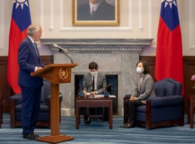 Taiwan President Tsai Ing-wen (R) listens to U.S. Sen. Ed Markey (L), D-Mass., during a meeting in Taipei, Taiwan on Monday. Photo by Wang Yu Ching/Taiwan Presidential Office/EPA-EFE