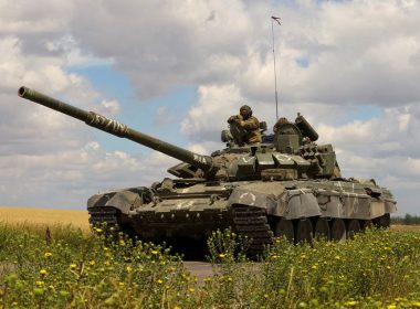 A tank of Russian troops drives in Russian-held part of Zaporizhzhia region, Ukraine, July 23, 2022. REUTERS/Alexander Ermochenko/File Photo