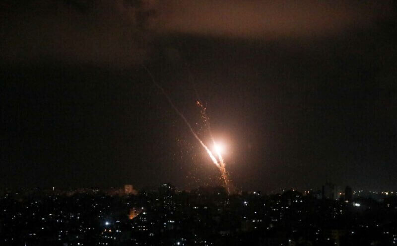 A picture shows rockets being fired by Islamic Jihad toward Israel from the Gaza Strip, on August 5, 2022. Photo by Attia Muhammed/Flash90.