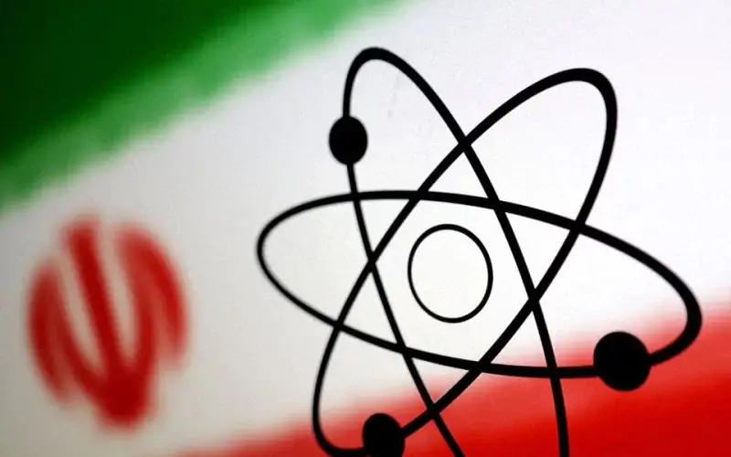 The atomic symbol and the Iranian flag are seen in this illustration, July 21, 2022. REUTERS/Dado Ruvic/Illustration