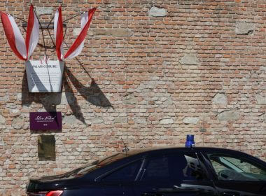 A general view shows the entrance of Palais Coburg where closed-door nuclear talks with Iran take place in Vienna, Austria, August 4,2022. REUTERS/Lisa Leutner