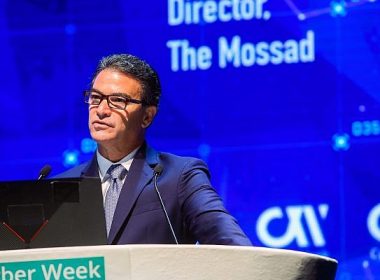 Head of the Mossad Yossi Cohen speaks at a cyber conference at Tel Aviv University on June 24, 2019. (Flash90)