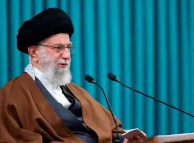 Iranian Supreme Leader Ayatollah Ali Khamenei in Tehran on March 21, 2022. (Official website of the Iranian Supreme Leader via AP)