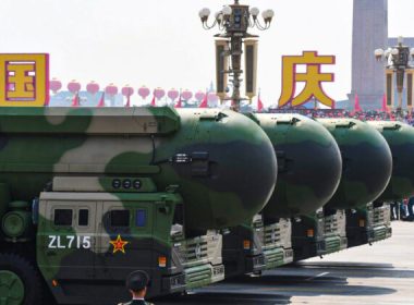 China's DF-41 nuclear-capable intercontinental ballistic missiles are seen during a military parade at Tiananmen Square in Beijing, China, on Oct. 1, 2019. (Greg Baker/AFP via Getty Images)