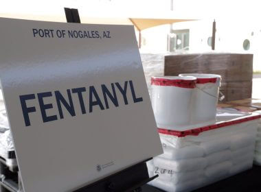 Packets of fentanyl mostly in powder form and methamphetamine, which U.S. Customs and Border Protection say they seized from a truck crossing into Arizona from Mexico, is on display during a news conference at the Port of Nogales, Arizona, U.S., January 31, 2019. Courtesy U.S. Customs and Border Protection/Handout via REUTERS ATTENTION EDITORS – THIS IMAGE HAS BEEN SUPPLIED BY A THIRD PARTY