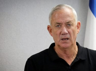 Israeli Defense Minister Benny Gantz speaks during a press conference at the IDF Southern Command, in Beersheva, on Aug. 5, 2022. Photo by Flash90.