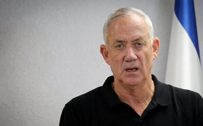 Israeli Defense Minister Benny Gantz speaks during a press conference at the IDF Southern Command, in Beersheva, on Aug. 5, 2022. Photo by Flash90.