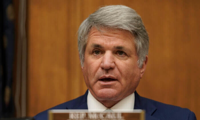 Rep. Michael McCaul (R-Texas) speaks as U.S. Secretary of State Antony Blinken testifies before the House Committee on Foreign Affairs in Washington on March 10, 2021. (Ken Cedeno/Getty Images)