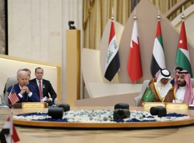 President Joe Biden and Saudi Crown Prince Mohammed bin Salman, far right, attend the Gulf Cooperation Council July 16, 2022, in Jeddah, Saudi Arabia. AP