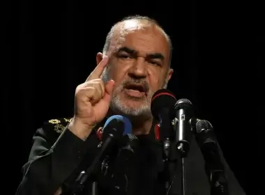 Chief of Iran's Revolutionary Guard Major General Hossein Salami speaks in Tehran, Iran, September 21, 2019. AP