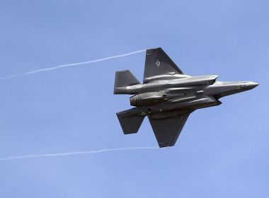 An F-35 jet arrives at its new operational base at Hill Air Force Base in northern Utah on Sept. 2, 2015. (Rick Bowmer/AP Photo)