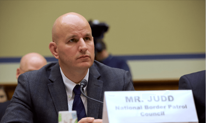 Brandon Judd, president, National Border Patrol Council, testifies at a House Subcommittee on National Security hearing on April 12, 2018. (Charlotte Cuthbertson/The Epoch Times)