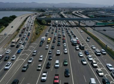 Traffic backs up at the San Francisco-Oakland Bay Bridge toll plaza along Interstate 80 in Oakland, Calif., on July 25, 2019. (Justin Sullivan/Getty Images)