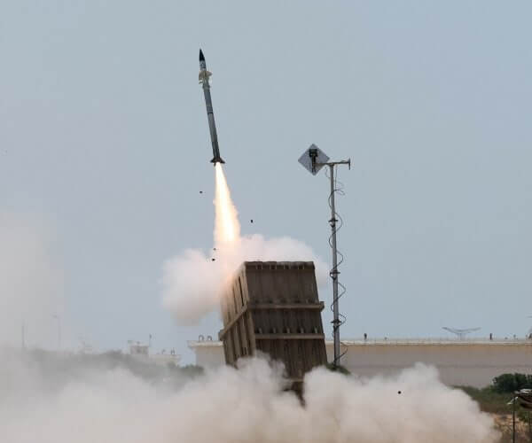 A missile is launched from an Israeli Iron Dome air defense system to intercept rockets fired from the Gaza Strip on Aug. 7. (Getty Images)