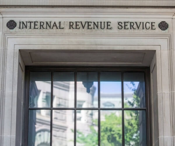 The Internal Revenue Service (IRS) building stands in Washington, D.C., on April 15, 2019. (Zach Gibson/Getty Images)