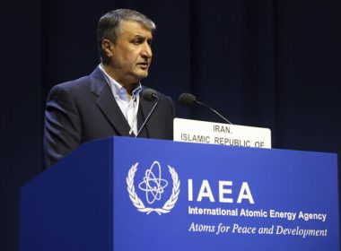 Mohammad Eslami, head of the Atomic Energy Organization of Iran (AEOI) speaks at the 66th General Conference of the International Atomic Energy Agency (IAEA) in Vienna, Austria, September 26, 2022. (AP Photo/Theresa Wey)