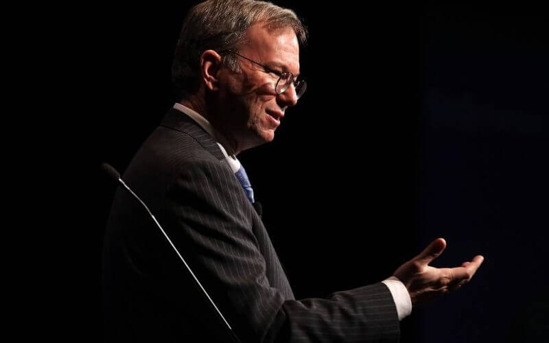 Former Google CEO Eric Schmidt addresses an Economic Club of Washington luncheon on Dec. 12, 2011, in Washington, D.C. Schmidt now serves as chair of the Special Competitive Studies Project, which put out a report on Monday on the U.S.-China technology race. (Alex Wong/Getty Images)