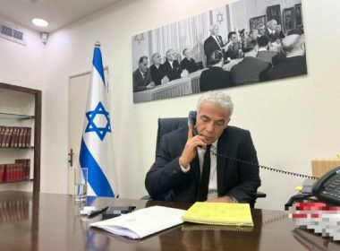 Israeli Prime Minister Yair Lapid talks on the phone with US President Joe Biden, August 31, 2022.