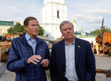 U.S. Senators Lindsey Graham (R-SC) and Richard Blumenthal (D-CT) speak during an interview with Reuters, as Russia's attack on Ukraine continues, in Kyiv, Ukraine July 7, 2022. REUTERS/Valentyn Ogirenko/File Photo