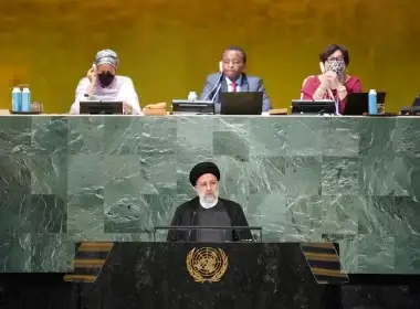 President Ebrahim Raisi addresses the 77th session of the United Nations General Assembly in New York, the United States, on September 21, 2022. AP Photo/Mary AltafferIranian