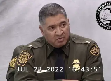U.S. Border Patrol Chief Raul Ortiz gives testimony during his deposition in a case filed by the Florida Attorney General's Office. Image courtesy of Florida Attorney General's YouTube channel