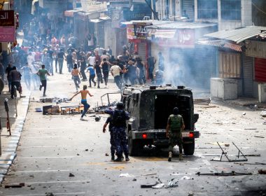 Palestinians clash with Palestinian security forces in Nablus, Sept. 20, 2022, following the arrest of Hamas members by Palestinian security forces, September 20, 2022. (Photo: Nasser Ishtayeh/Flash90)