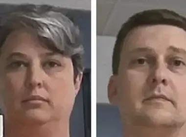 These booking photos released Oct. 9, 2021, by the West Virginia Regional Jail and Correctional Facility Authority show Jonathan Toebbe and his wife, Diana Toebbe. (West Virginia Regional Jail and Correctional Facility Authority via AP)