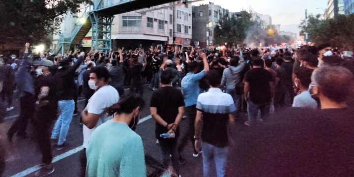 A protest in Tehran condemning the death in police custody of Mahsa Amini. Photo: Reuters/File
