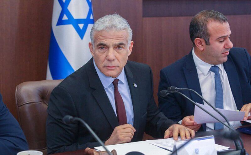 Israeli Prime Minister Yair Lapid leads a Cabinet meeting at the Prime Minister's Office in Jerusalem, July 3, 2022. Photo by Marc Israel Sellem/POOL.