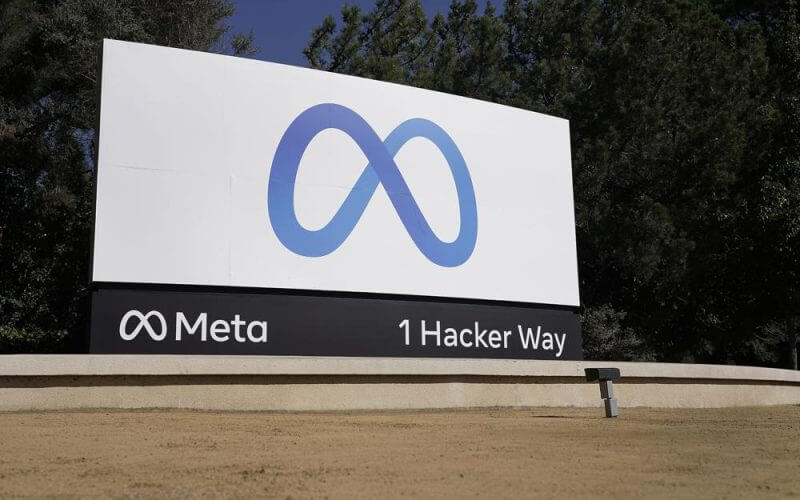 Facebook's Meta logo sign is seen at the company headquarters in Menlo Park, Calif., on, Oct. 28, 2021. AP