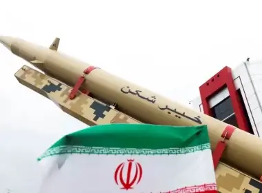 An Iranian missile is displayed during a rally marking the annual Quds Day, or Jerusalem Day, on the last Friday of the holy month of Ramadan in Tehran, Iran April 29, 2022. (photo credit: MAJID ASGARIPOUR/WANA (WEST ASIA NEWS AGENCY) VIA REUTERS)