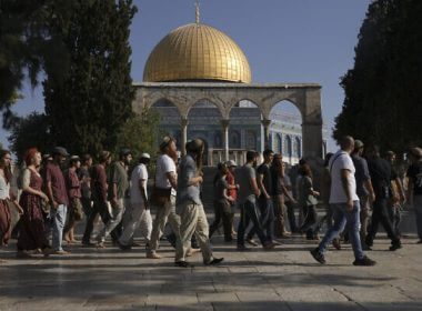 Jews visit the Temple Mount, August 7, 2022. (AP Photo/Mahmoud Illean)