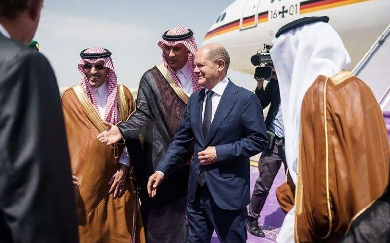 German Chancellor Olaf Scholz arrives in Saudi Arabia on Saturday for a two-day trip to three gulf nations. The trip is centered on securing Germany's energy security as it tries to distance itself from Russia over its war in Ukraine. Photo courtesy of Der Bundeskanzler/Website