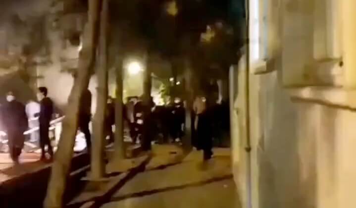 Protesters chant "Death to the Dictator" in Tehran.