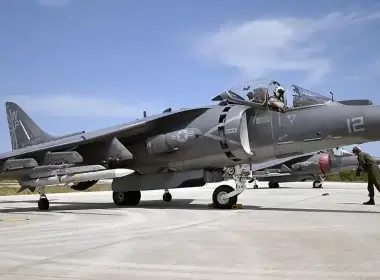An AV-8B Harrier II assigned to the “Bulldogs” of Marine Attack Squadron (VMA) 223 at Boca Chica Field, near Naval Air Station Key West, Florida. Duggan flew jets of this type while serving in the Marine Corps. U.S. Navy photo by Mass Communication Specialist 1st Class Brian Morales/ Released