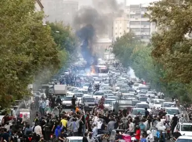 In this photo taken by an individual not employed by the Associated Press and obtained by the AP outside Iran, protesters chant slogans during a protest over the death of a woman who was detained by the morality police, in downtown Tehran, Iran, Sept. 21, 2022. AP