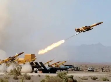 A drone is launched during a military exercise in an undisclosed location in Iran, in this handout image obtained on August 25, 2022. (photo credit: IRANIAN ARMY/WANA (WEST ASIA NEWS AGENCY)/HANDOUT VIA REUTERS)