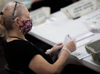 A Nevada poll worker during the 2020 primary election. Konnech and its CEO, Eugene Yu, are accused of mismanaging data on poll workers. The software company has contracts with multiple U.S. counties that use its services to schedule and manage election workers. Critically, none of the data in question relates to votes, voters, or election outcomes. Trevor Bexon (Shutterstock)