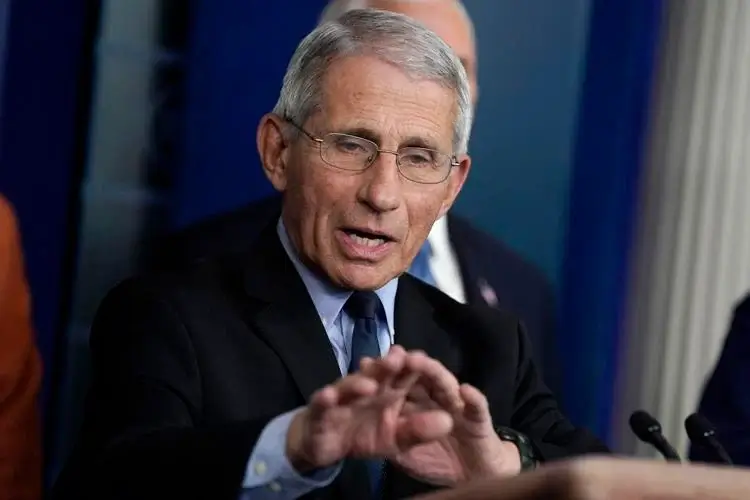 Dr. Anthony Fauci, director of the National Institute of Allergy and Infectious Diseases, speaks during a press briefing with the coronavirus task force, at the White House, Tuesday, March 17, 2020, in Washington. Evan Vucci / AP