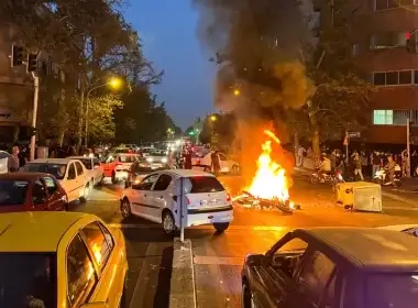 A police motorcycle burns during a protest over the death of Mahsa Amini, a woman who died after being arrested by the Islamic republic's "morality police", in Tehran, Iran September 19, 2022. WANA (West Asia News Agency) via REUTERS ATTENTION EDITORS - THIS IMAGE HAS BEEN SUPPLIED BY A THIRD PARTY. ATTENTION EDITORS - THIS PICTURE WAS PROVIDED BY A THIRD PARTY/File Photo (Ap Newsroom)